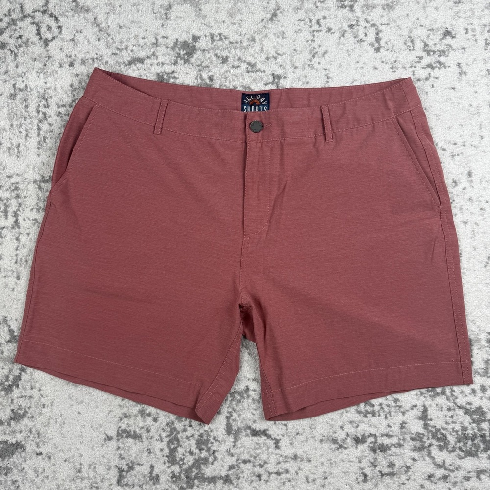 Faherty All Day Shorts Mens 38 Red Swim Trunks Drawstring Stretch Hybrid